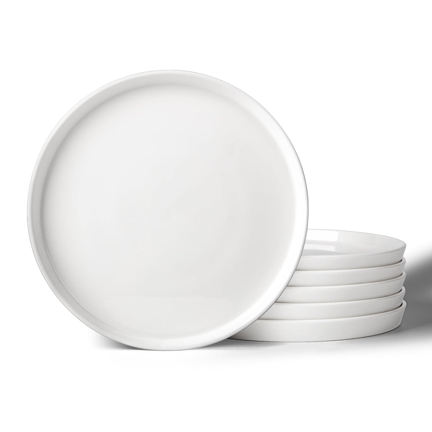 DOWAN 10" Porcelain Dinner Plates Set of 6, Ceramic White Dessert Plates Set for Salad, Pasta, Steak - Appetizer Plates, Dining Plates for Parties, Restaurant - Dishwasher & Microwave Safe - Gifts