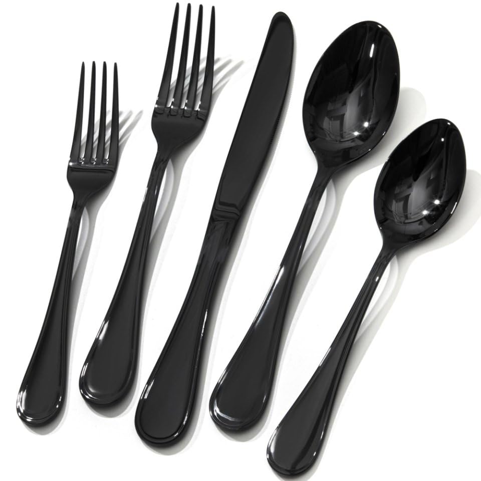 18/10 Stainless Steel Silverware Set for 8, 40 Piece Teardrop Flatware Set | KINGSTONE Heavy Cutlery Set, Mirror Polished Knives Forks and Spoons Utensils, Dishwasher Safe for Home Kitchen Wedding