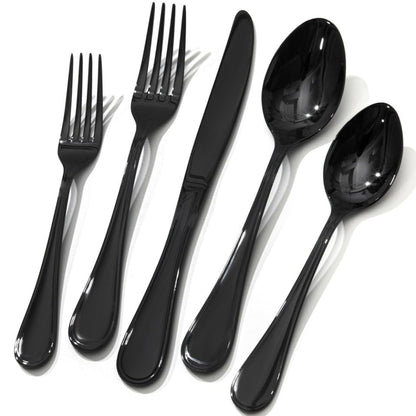 18/10 Stainless Steel Silverware Set for 8, 40 Piece Teardrop Flatware Set | KINGSTONE Heavy Cutlery Set, Mirror Polished Knives Forks and Spoons Utensils, Dishwasher Safe for Home Kitchen Wedding