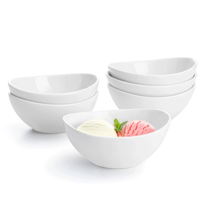 Sweese 18 oz Medium White Porcelain Bowls - Set of 6 Cereal, Soup, Rice & Salad Bowls, Ceramic Serving Bowls for Everyday Use