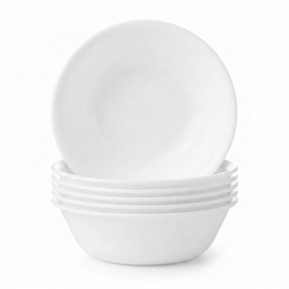 Corelle Vitrelle 6-Piece Salad Plates Set Triple Layer Glass and Chip Resistant, 8-1/2-Inch Lightweight Round Plates, Winter Frost White