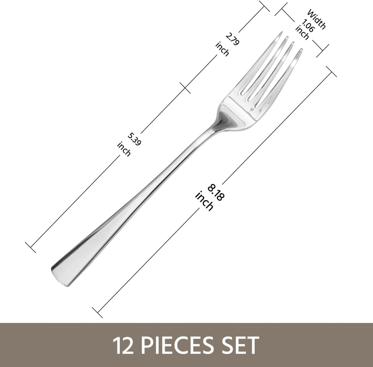 Forks 12 Piece Dinner Forks Set, 18/10 Stainless Steel, 8.18 Inch | Food Grade Metal Forks, Mirror Polished, Dishwasher Safe, Rust Resistant, for Home Kitchen, Weddings, Parties & Restaurants