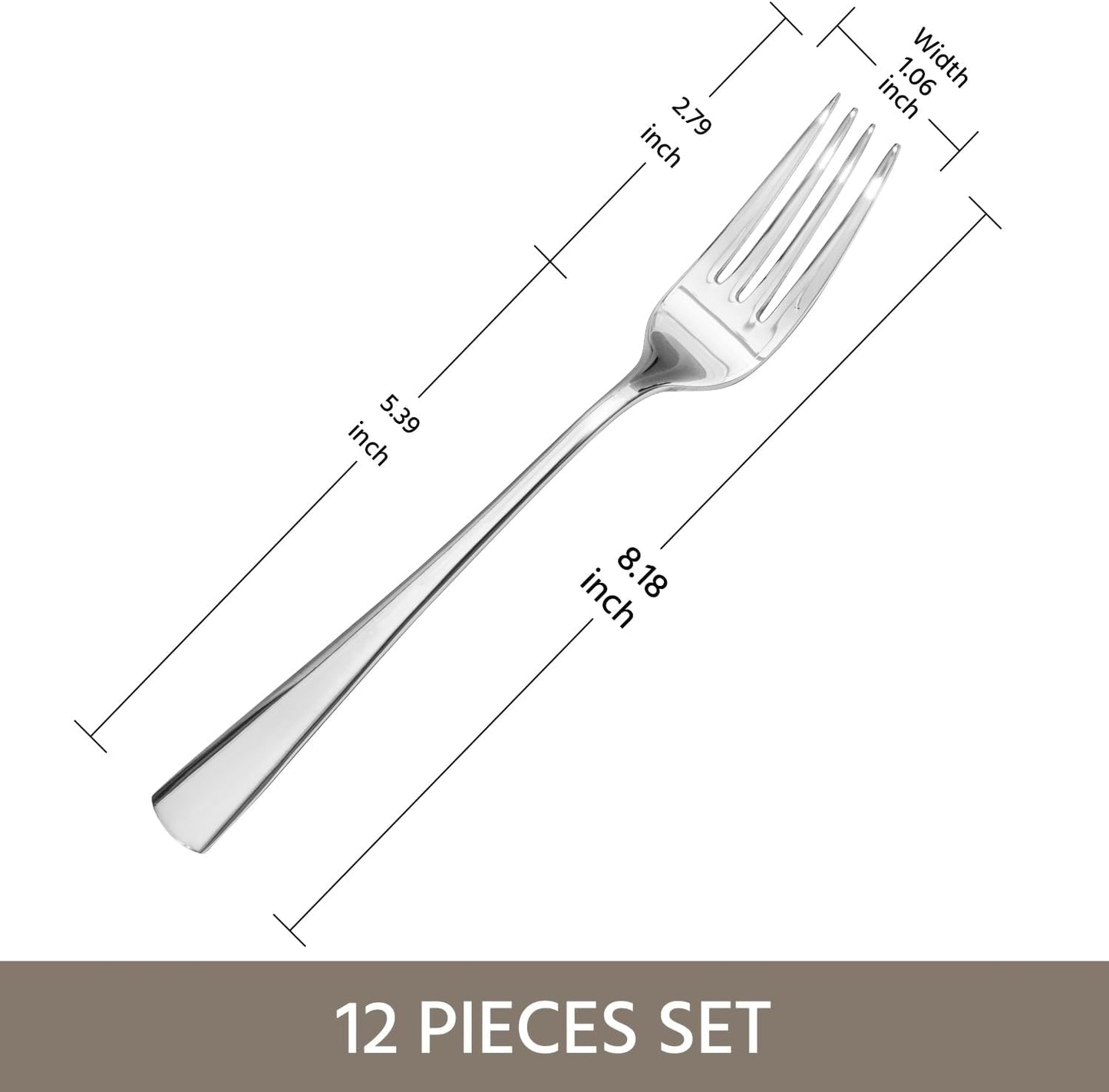 Forks 12 Piece Dinner Forks Set, 18/10 Stainless Steel, 8.18 Inch | Food Grade Metal Forks, Mirror Polished, Dishwasher Safe, Rust Resistant, for Home Kitchen, Weddings, Parties & Restaurants