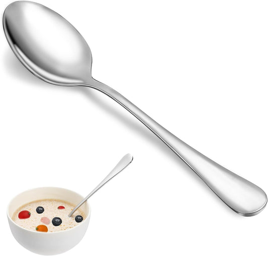 Dinner Spoon Set,16 Pcs 7.3" Tablespoons,Premium Food Grade Stainless Steel Spoons,Durable Metal Spoon,Tablespoon,Silverware Spoons Only,Mirror Finish & Dishwasher Safe,Use for Home,Restaurant