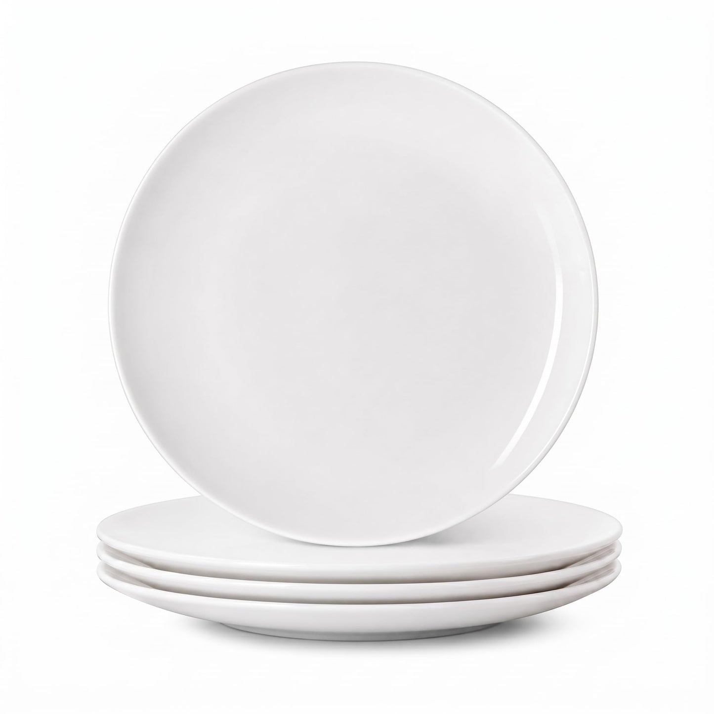 White Dinner Plates Set of 6, 10 Inch Ceramic Plates, White Porcelain Dinner Plates for Kitchen, Everyday Use, Microwave & Dishwasher Safe, 25.4Cm