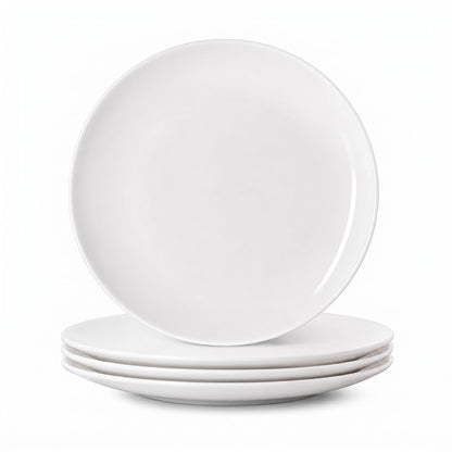 White Dinner Plates Set of 6, 10 Inch Ceramic Plates, White Porcelain Dinner Plates for Kitchen, Everyday Use, Microwave & Dishwasher Safe, 25.4Cm