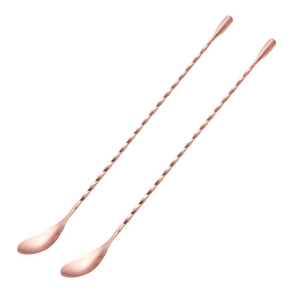 Bar Spoon Cocktail Mixing Stirrers, 2Pcs, 12” Long Handle, Silver | 18/8 Stainless Steel, Long Drink Spoons, for Stirring Coffee & Cocktails