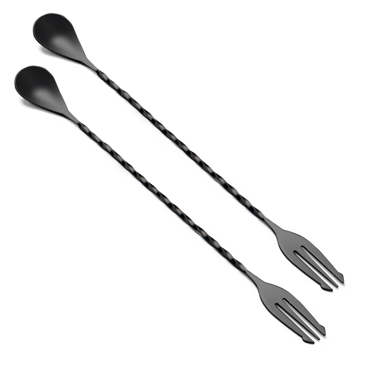 Bar Spoon Cocktail Mixing Stirrers, 2Pcs, 12” Long Handle, Silver | 18/8 Stainless Steel, Long Drink Spoons, for Stirring Coffee & Cocktails
