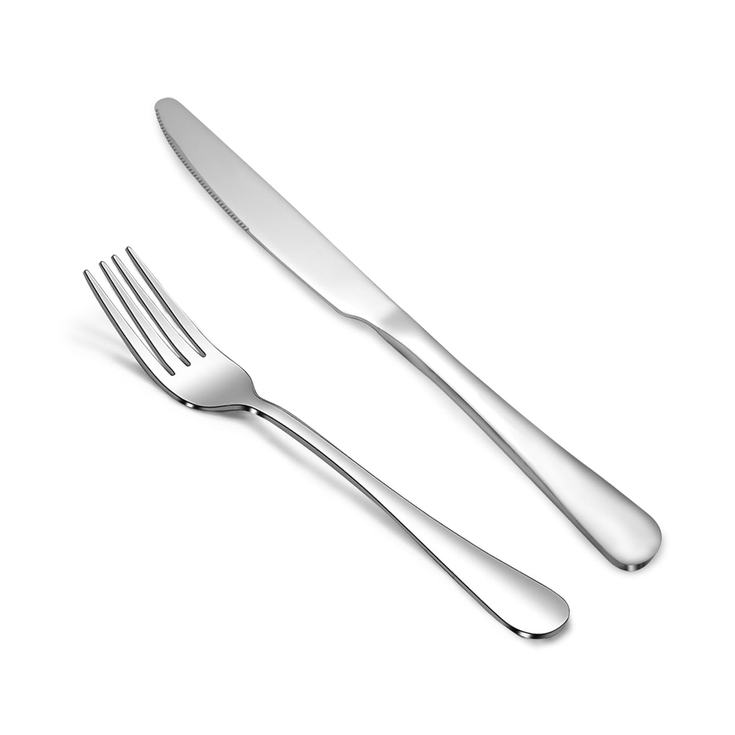 SANTUO 12 Piece Silverware Set with 6 Dinner Knives and 6 Dinner Forks,Flatware Set with Top Food Grade Stainless Steel,Tableware Cutlery Set For Home Restaurant Hotel, Mirror Finish, Dishwasher Safe
