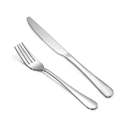 SANTUO 12 Piece Silverware Set with 6 Dinner Knives and 6 Dinner Forks,Flatware Set with Top Food Grade Stainless Steel,Tableware Cutlery Set For Home Restaurant Hotel, Mirror Finish, Dishwasher Safe