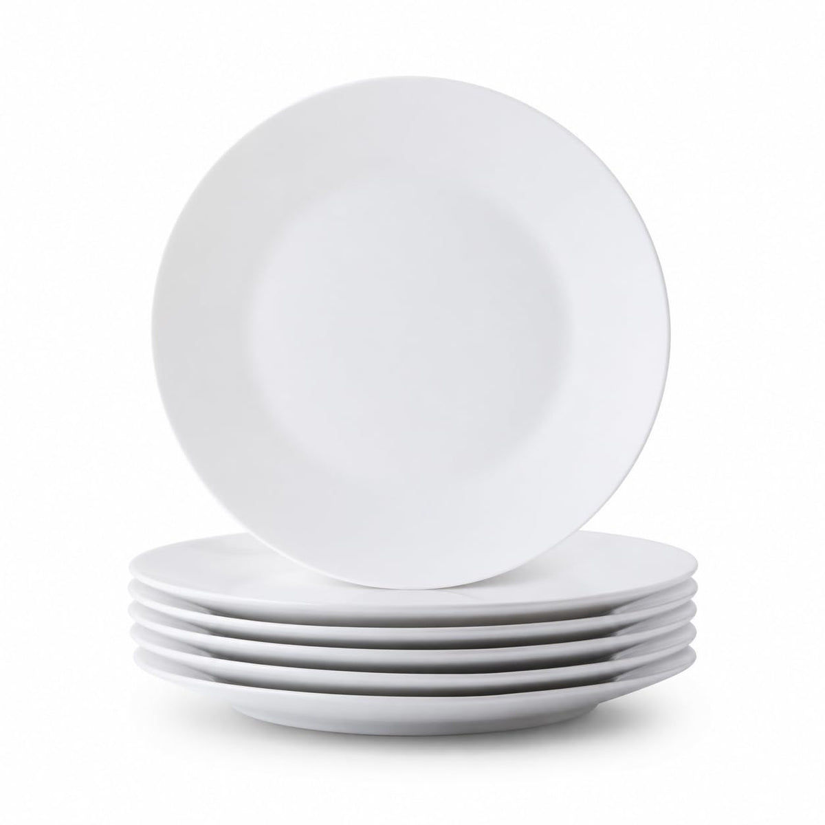 White Dinner Plates Set of 6, 10 Inch Ceramic Plates, White Porcelain Dinner Plates for Kitchen, Everyday Use, Microwave & Dishwasher Safe, 25.4Cm