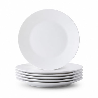 White Dinner Plates Set of 6, 10 Inch Ceramic Plates, White Porcelain Dinner Plates for Kitchen, Everyday Use, Microwave & Dishwasher Safe, 25.4Cm