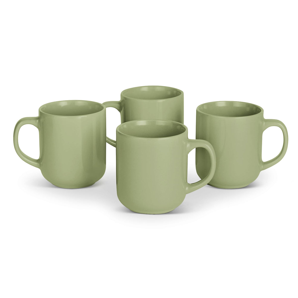 Amazon Basics Glazed Stoneware Salad Plates, Ceramic 4-Piece Set, Microwave and Dishwasher-Safe, 8.3 in., Olive