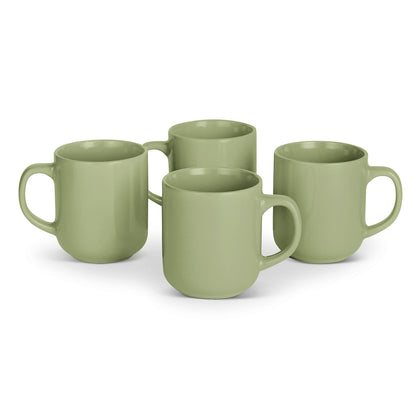 Amazon Basics Glazed Stoneware Dinner Plates, Ceramic 4-Piece Set, Microwave, Dishwasher and Freezer-Safe, 10.5 in., Olive