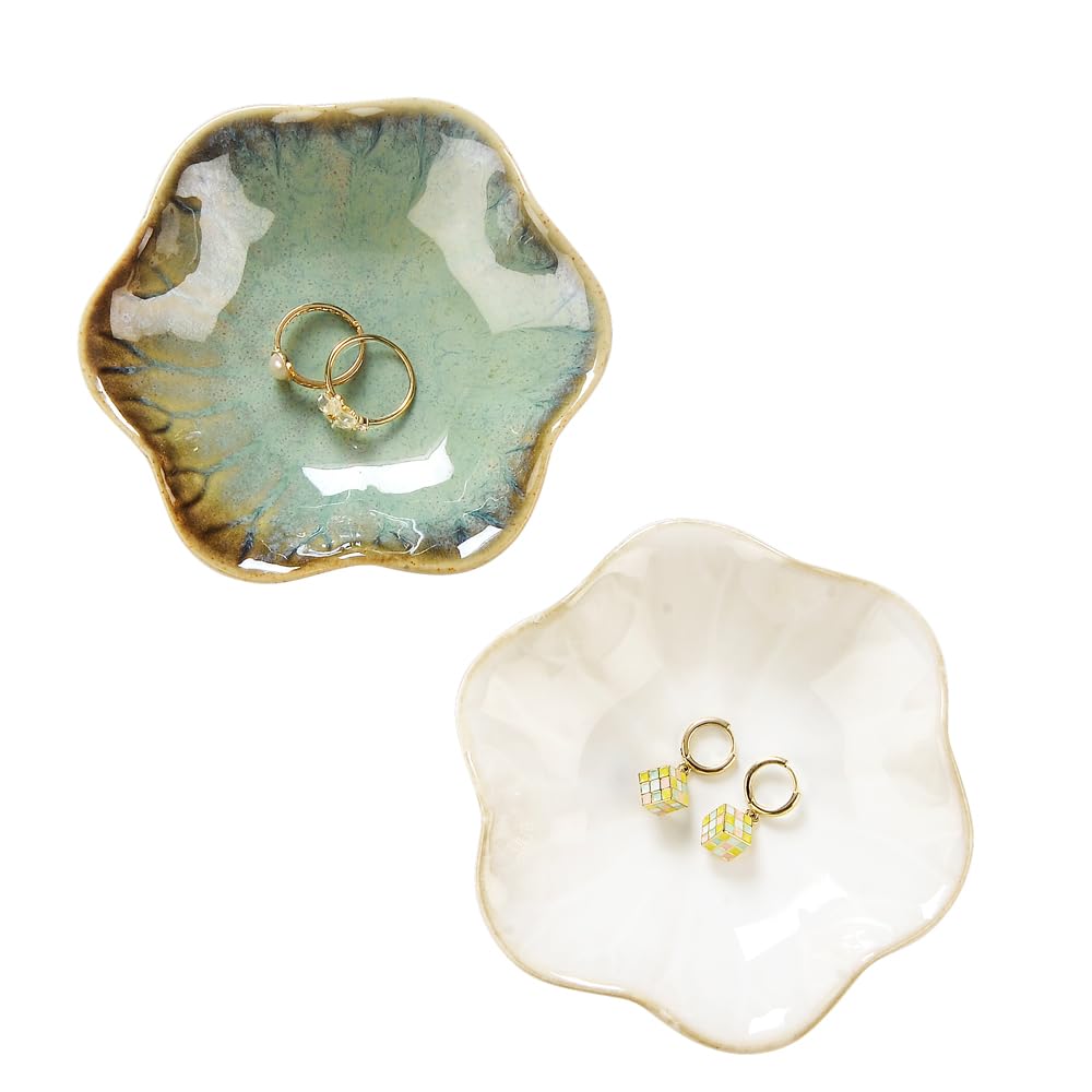 JAMEND CLXP Lotus Leaf Shape Decorative Ring Tray, Small Key Bowl, Ceramic Trinket Tray Jewelry Dish Organizing Necklace Earrings, Home Decoration for Mom Best Friend Sister, Pink.