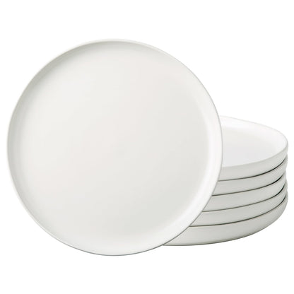 AmorArc Ceramic Dinner Plates Set of 6, 10.25 Inch Stoneware Dishes Set | Wavy Rim Shape Dinnerware Plates for Kitchen, Microwave & Dishwasher Safe, Scratch Resistant-Matte Black