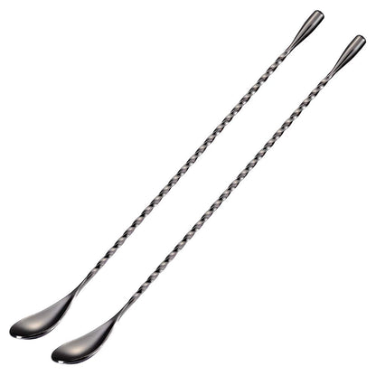 Bar Spoon Cocktail Mixing Stirrers, 2Pcs, 12” Long Handle, Silver | 18/8 Stainless Steel, Long Drink Spoons, for Stirring Coffee & Cocktails