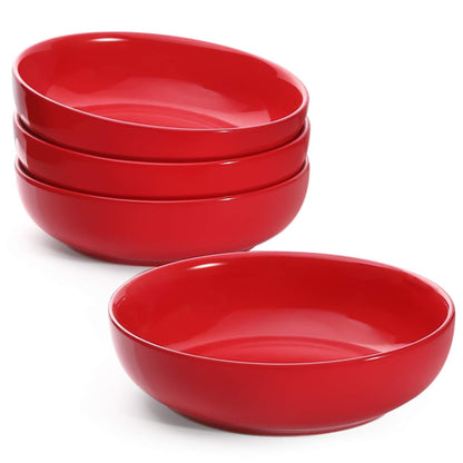LE TAUCI Pasta Bowls 45 oz, Salad Bowls Set for Serving Soup, Pasta, Noodle, Dinner, Large Kitchen Bowl Plates, Microwave Safe - 8.5 Inch, Set of 4, White