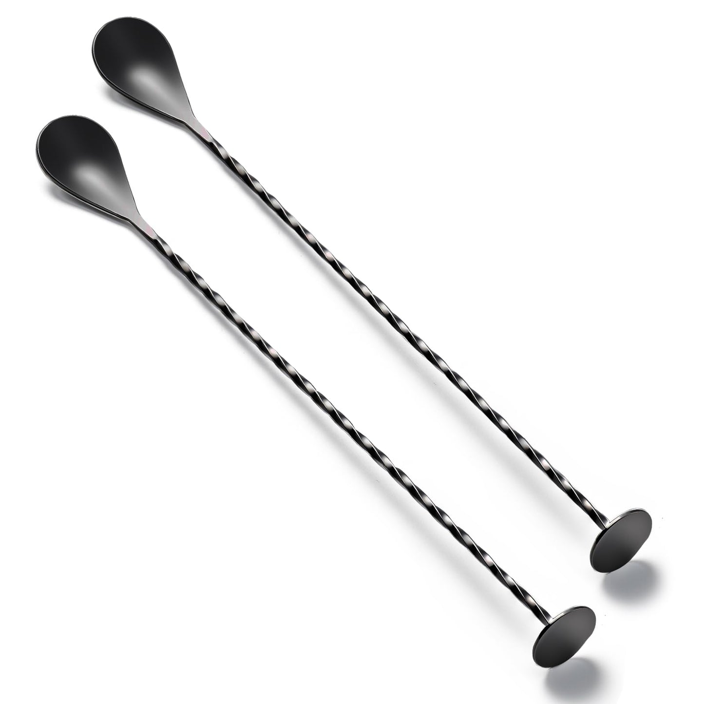 Bar Spoon Cocktail Mixing Stirrers, 2Pcs, 12” Long Handle, Silver | 18/8 Stainless Steel, Long Drink Spoons, for Stirring Coffee & Cocktails