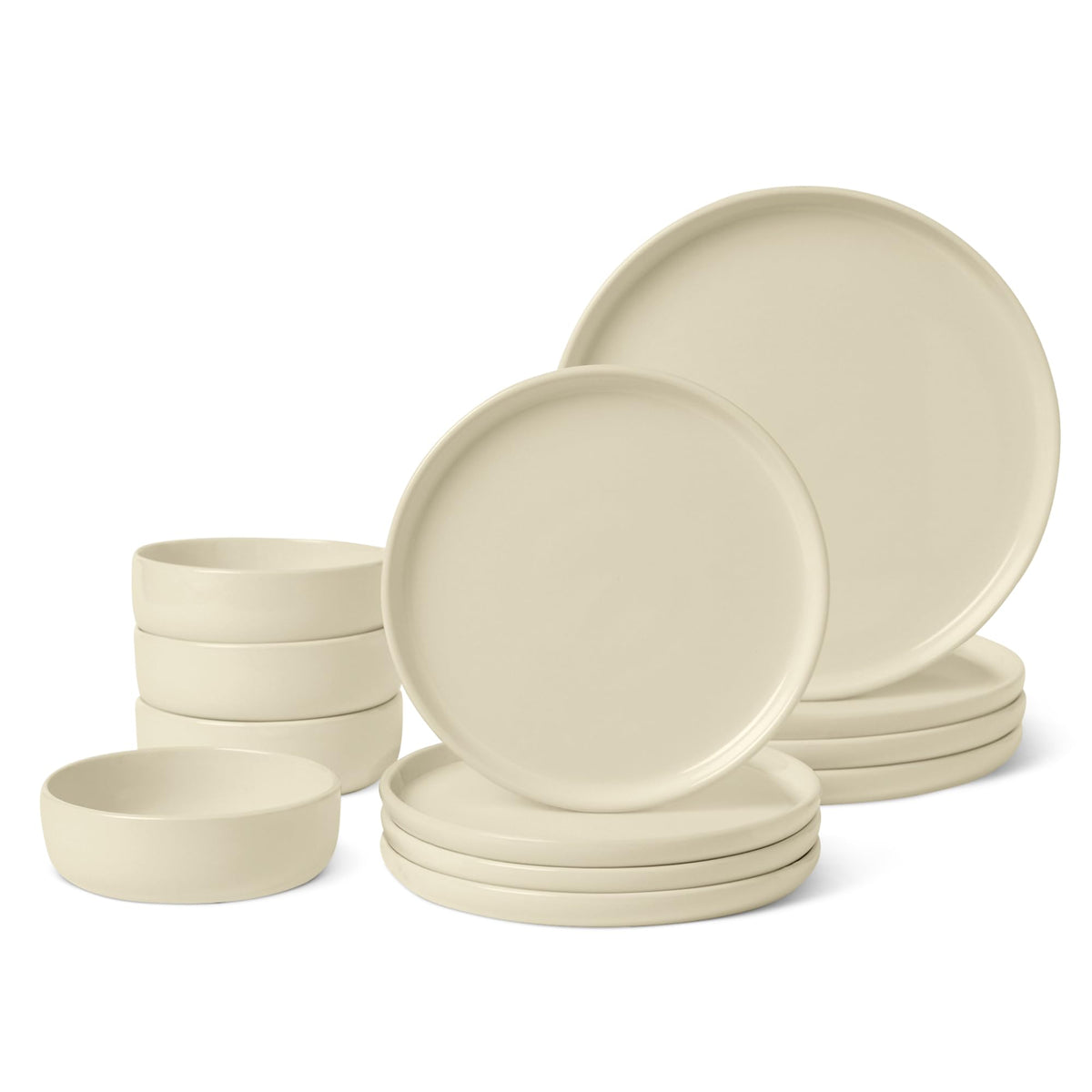 Amazon Basics Glazed Stoneware Dinner Plates, Ceramic 4-Piece Set, Microwave, Dishwasher and Freezer-Safe, 10.5 in., Olive