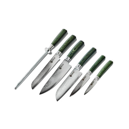 HexClad Espresso 4 Piece Damascus Steel Steak Knife Set, Full Tang | Full Tang Construction, Pakkawood Handle