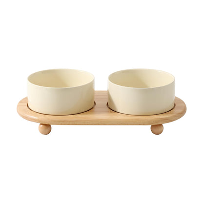 Havniva Cat Bowls Set of Two, 5.1” Ceramic Cat Food and Water Bowls | Cat Food Bowls Whisker Friendly, Non-Slip Base, Food-Grade Ceramic, Wide Opening, Dishwasher Safe, Cat Bowls for Indoor Cats