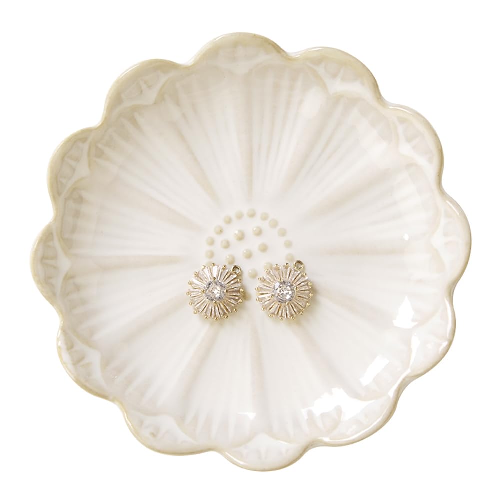 JAMEND CLXP Lotus Leaf Shape Decorative Ring Tray, Small Key Bowl, Ceramic Trinket Tray Jewelry Dish Organizing Necklace Earrings, Home Decoration for Mom Best Friend Sister, Pink.