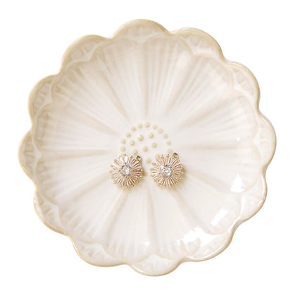 JAMEND CLXP Lotus Leaf Shape Decorative Ring Tray, Small Key Bowl, Ceramic Trinket Tray Jewelry Dish Organizing Necklace Earrings, Home Decoration for Mom Best Friend Sister, Pink.