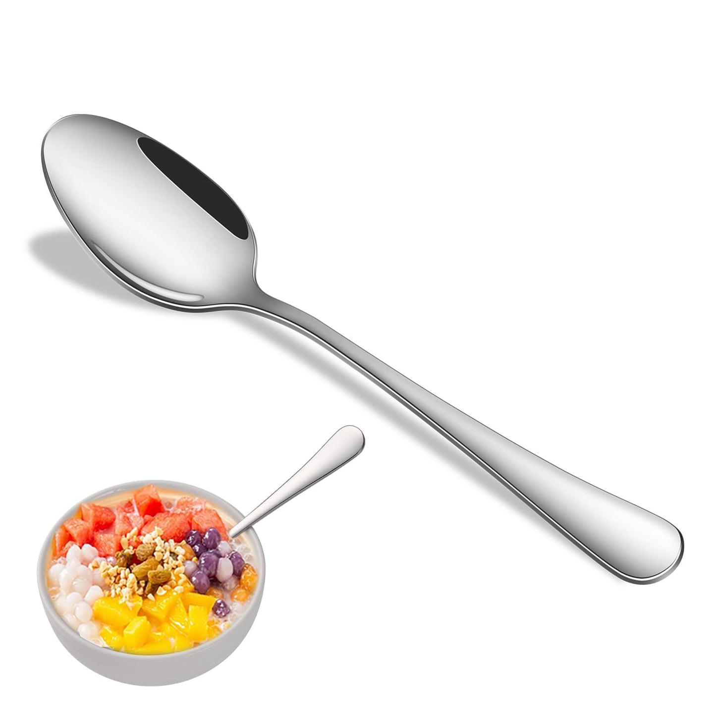 Dinner Spoon Set,8-Piece 7.3 Inch Soup Spoons,Premium Food Grade Stainless Steel Table Spoon,Durable Metal Tablespoon,Dishwasher Safe Silverware Spoons
