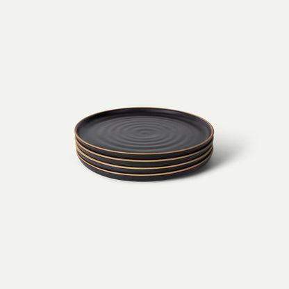 Mora Large Plates Set of 4, 10.5 inch Ceramic Pottery Dinner Plates - Microwave, Oven and Dishwasher Safe - Night