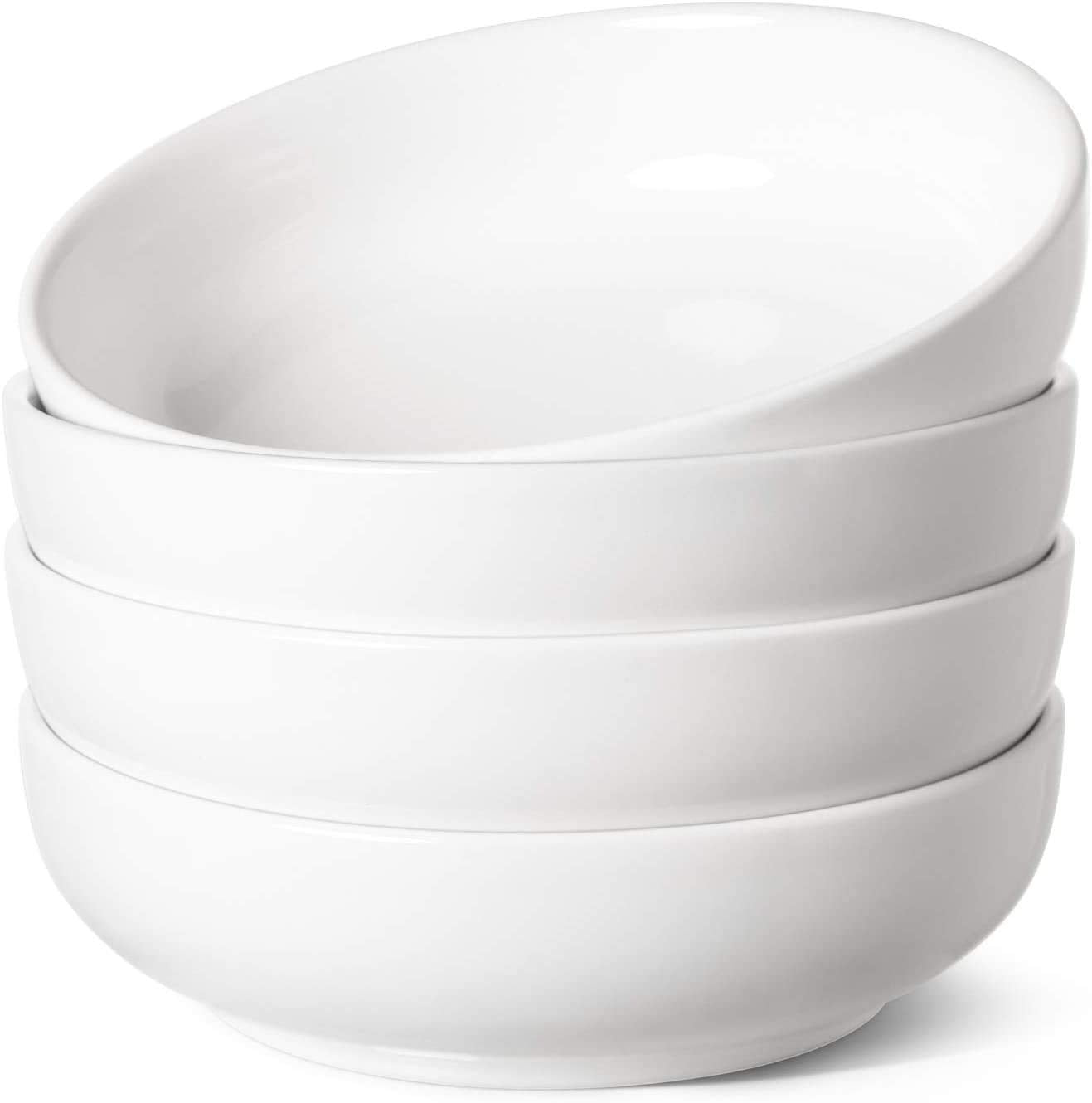 LE TAUCI Pasta Bowls 45 oz, Salad Bowls Set for Serving Soup, Pasta, Noodle, Dinner, Large Kitchen Bowl Plates, Microwave Safe - 8.5 Inch, Set of 4, White