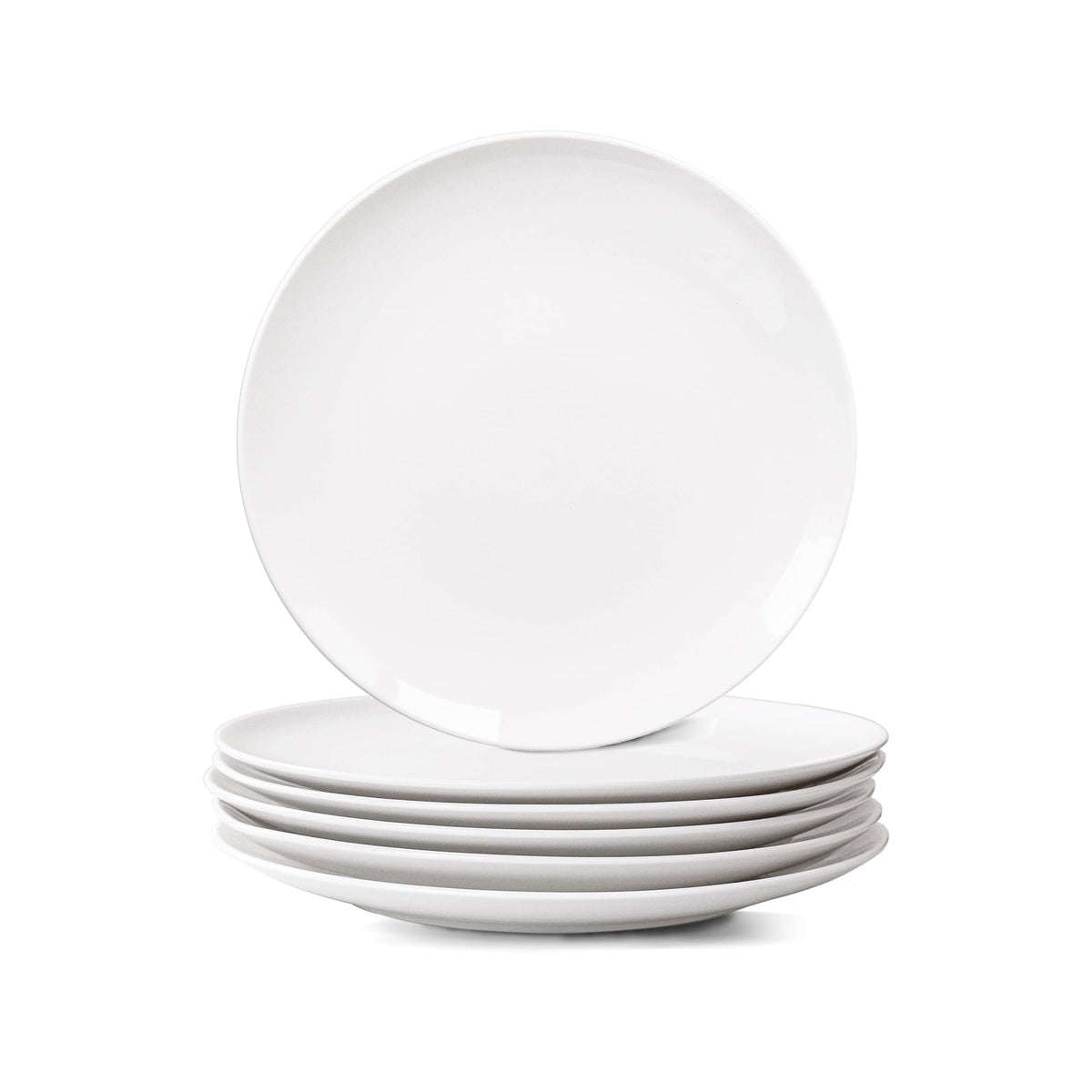 White Dinner Plates Set of 6, 10 Inch Ceramic Plates, White Porcelain Dinner Plates for Kitchen, Everyday Use, Microwave & Dishwasher Safe, 25.4Cm