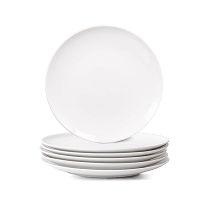 White Dinner Plates Set of 6, 10 Inch Ceramic Plates, White Porcelain Dinner Plates for Kitchen, Everyday Use, Microwave & Dishwasher Safe, 25.4Cm