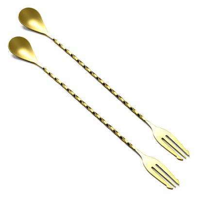 Bar Spoon Cocktail Mixing Stirrers, 2Pcs, 12” Long Handle, Silver | 18/8 Stainless Steel, Long Drink Spoons, for Stirring Coffee & Cocktails
