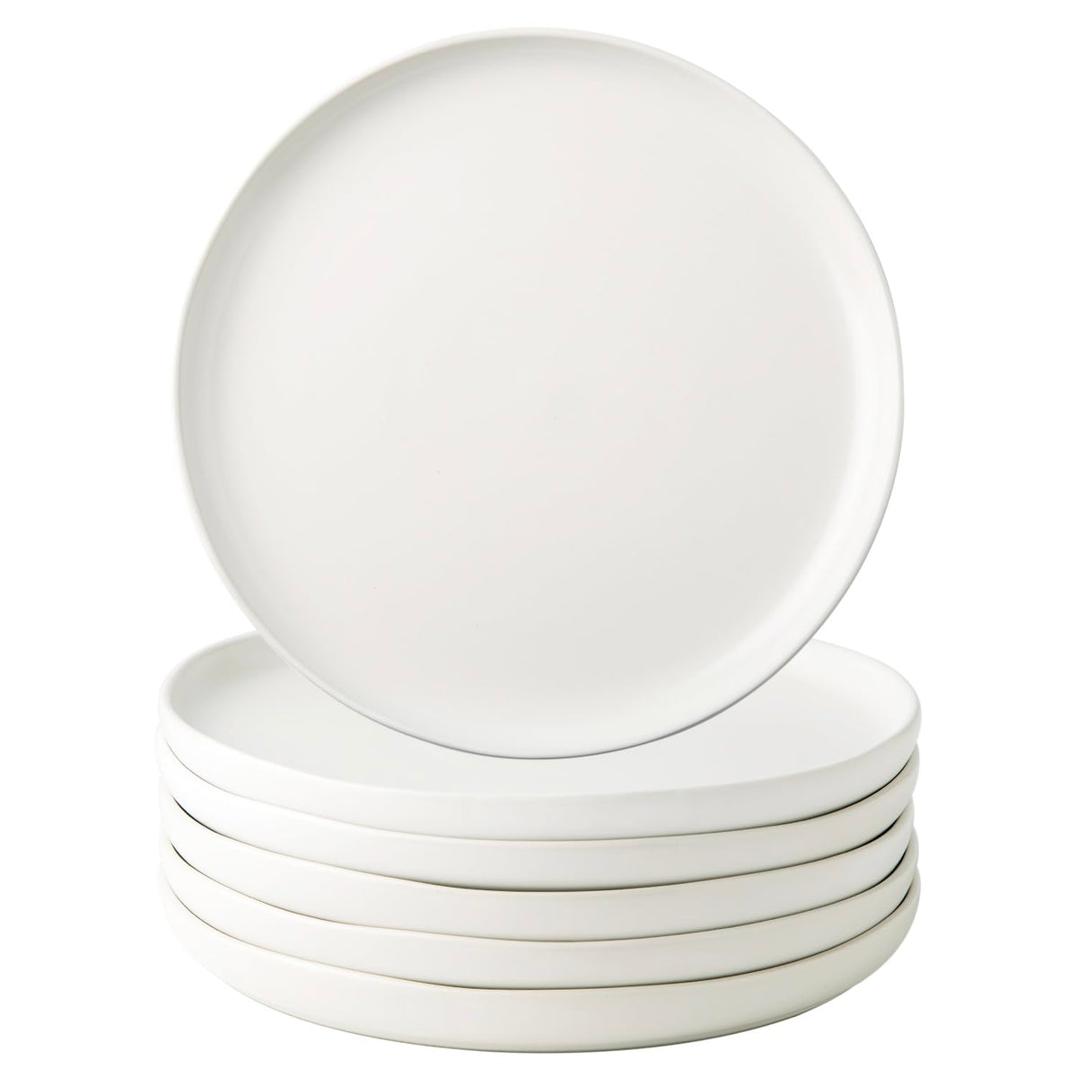 AmorArc Ceramic Dinner Plates Set of 6, 10.25 Inch Stoneware Dishes Set | Wavy Rim Shape Dinnerware Plates for Kitchen, Microwave & Dishwasher Safe, Scratch Resistant-Matte Black