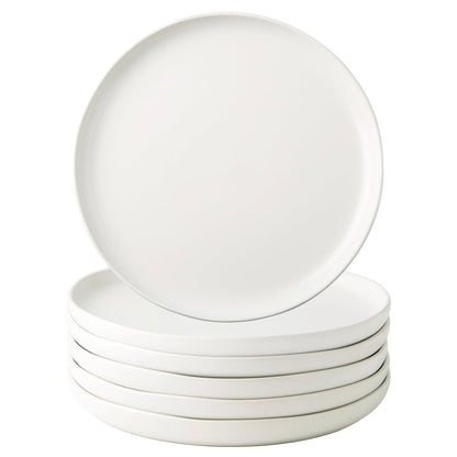 AmorArc Ceramic Dinner Plates Set of 6, 10.25 Inch Stoneware Dishes Set | Wavy Rim Shape Dinnerware Plates for Kitchen, Microwave & Dishwasher Safe, Scratch Resistant-Matte Black