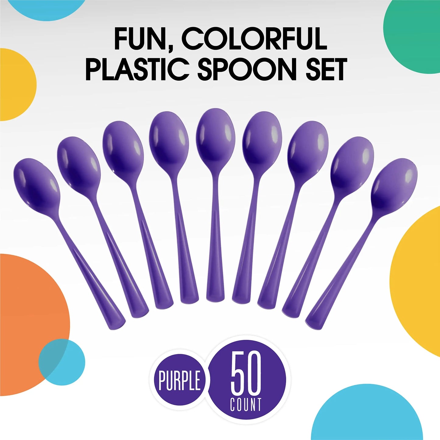 Heavy Duty Purple Plastic Spoons | 7 in. | 50 Count