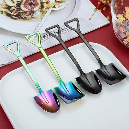 10PCS Stainless Steel Utensils - Creative Paddle-Shaped Scoop Form Modern Spoons, Durable Hygienic Kitchen Cutlery for Home, Restaurant Desserts