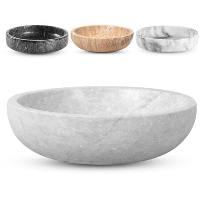 FNTSTICGOODS Travertine Decorative Bowl - 7.8” Diameter & 2” Height - Key Bowl for Entryway Table - Travertine - Organic Modern Centerpiece - Beige/Natural