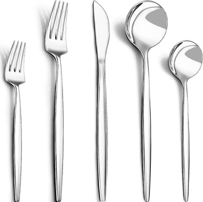 40-Piece Silverware Set for 8, CEKEE Stainless Steel Flatware Cutlery Set Included Knife Spoon and Fork, Kitchen Utensils Set for Home Hotel Wedding Restaurant - Mirror Polished & Dishwasher Safe