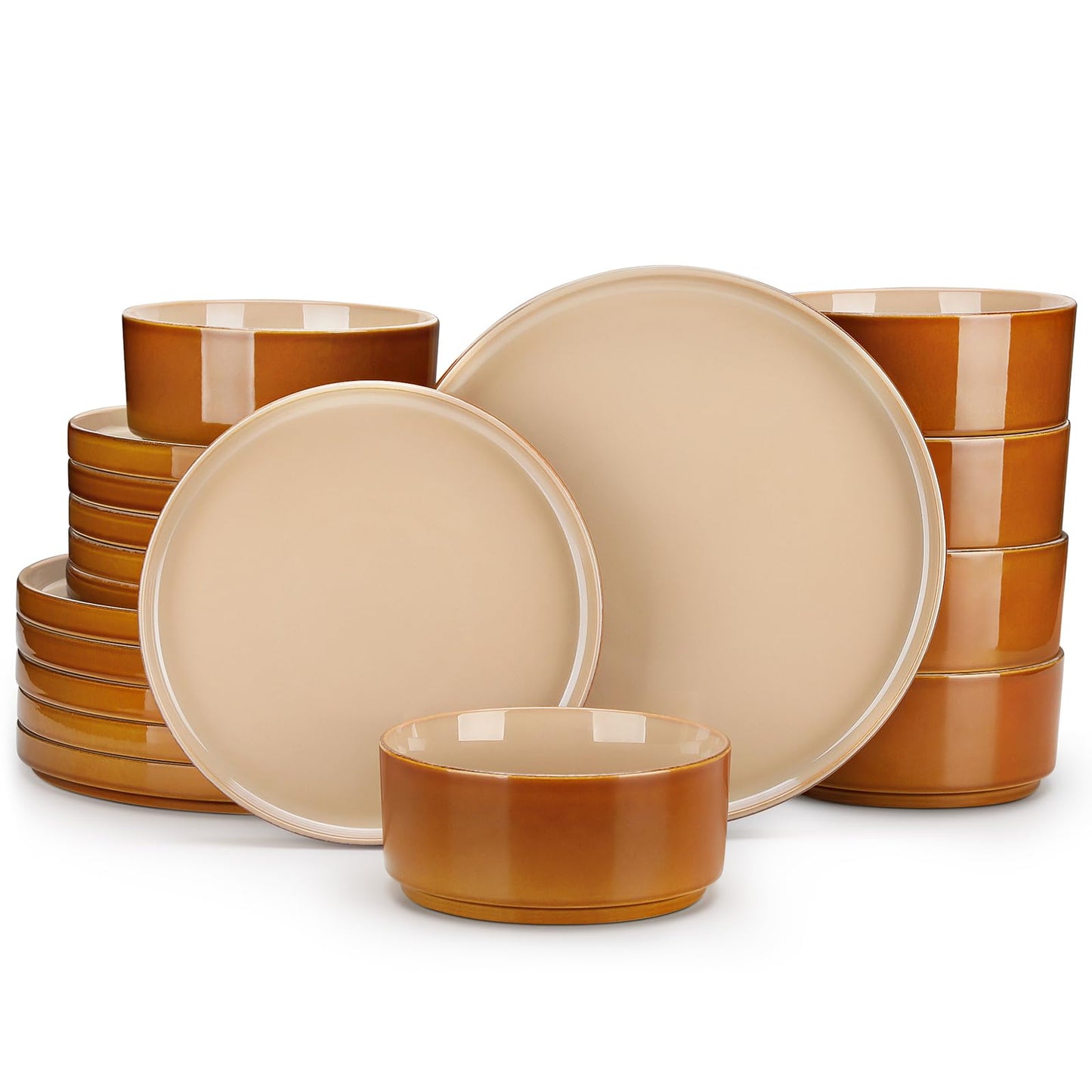 vancasso ONION Ceramic Dinnerware Sets, 12 Pieces Stoneware Plates and Bowls Sets for 4, Reactive Glaze Dishes Set for Kitchen, Dishwasher and Microwave Safe, Blue
