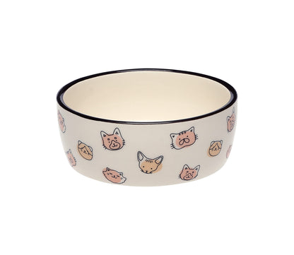 Pearhead Ceramic Cat Bowl, Holds 12 oz, Blue Dots | Whisker-Friendly Pet Dish for Food and Water, Ceramic Pet Bowl, Dog or Cat Feeding, Modern Pet Home Decor, Pet Parent Gift