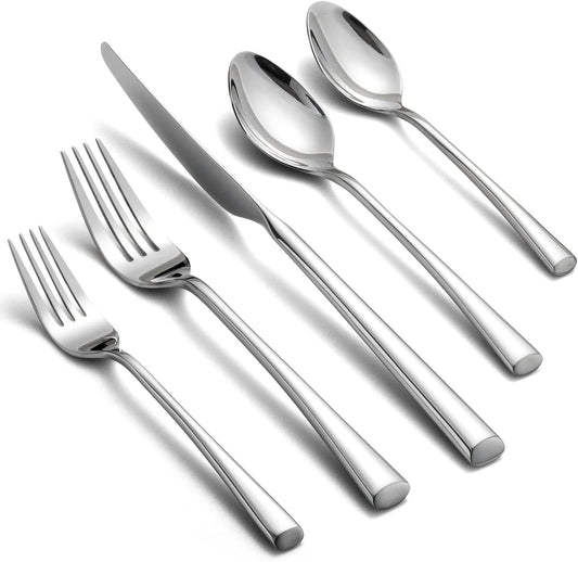 Alata Bailey 20-Piece Forged Silverware Set Stainless Steel Flatware Set,Service for 4,Mirror Polished Cutlery Set,Dishwasher Safe…