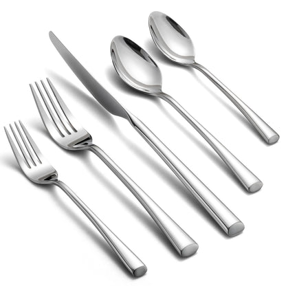 Alata Bailey 20-Piece Forged Silverware Set Stainless Steel Flatware Set,Service for 4,Mirror Polished Cutlery Set,Dishwasher Safe…