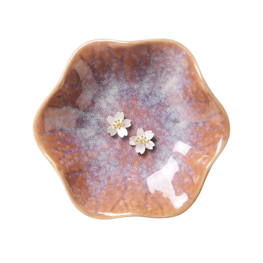 JAMEND CLXP Lotus Leaf Shape Decorative Ring Tray, Small Key Bowl, Ceramic Trinket Tray Jewelry Dish Organizing Necklace Earrings, Home Decoration for Mom Best Friend Sister, Pink.