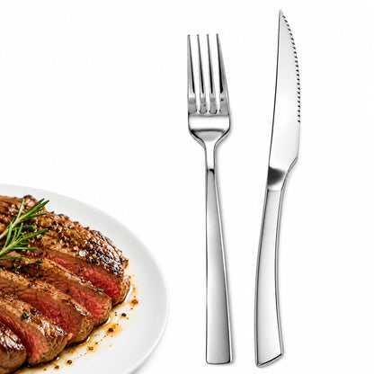 SANTUO 12 Piece Silverware Set with 6 Dinner Knives and 6 Dinner Forks,Flatware Set with Top Food Grade Stainless Steel,Tableware Cutlery Set For Home Restaurant Hotel, Mirror Finish, Dishwasher Safe