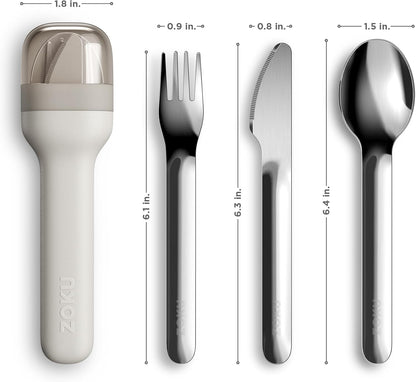 Zoku Pocket Utensil Set Stainless Steel Fork, Knife, and Spoon in Case Grey