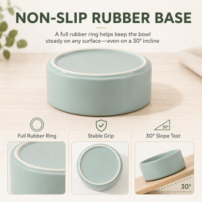 Havniva Cat Bowls Set of Two, 5.1” Ceramic Cat Food and Water Bowls | Cat Food Bowls Whisker Friendly, Non-Slip Base, Food-Grade Ceramic, Wide Opening, Dishwasher Safe, Cat Bowls for Indoor Cats