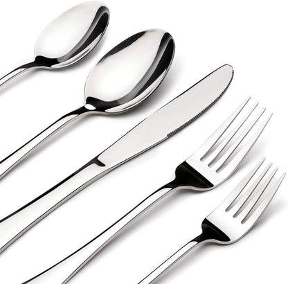 Silverware Set for 12,60 Piece Stainless Steel Flatware Utensil Cutlery Set | Heavy Duty Steak Knife Fork and Spoon, Dishwasher Safe, Gift Package for Wedding Housewarming