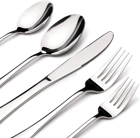 Silverware Set for 12,60 Piece Stainless Steel Flatware Utensil Cutlery Set | Heavy Duty Steak Knife Fork and Spoon, Dishwasher Safe, Gift Package for Wedding Housewarming